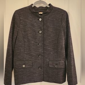 Talbots Italian Luxe Knit Herringbone Jacket Blazer Black Multi 12P - NWT